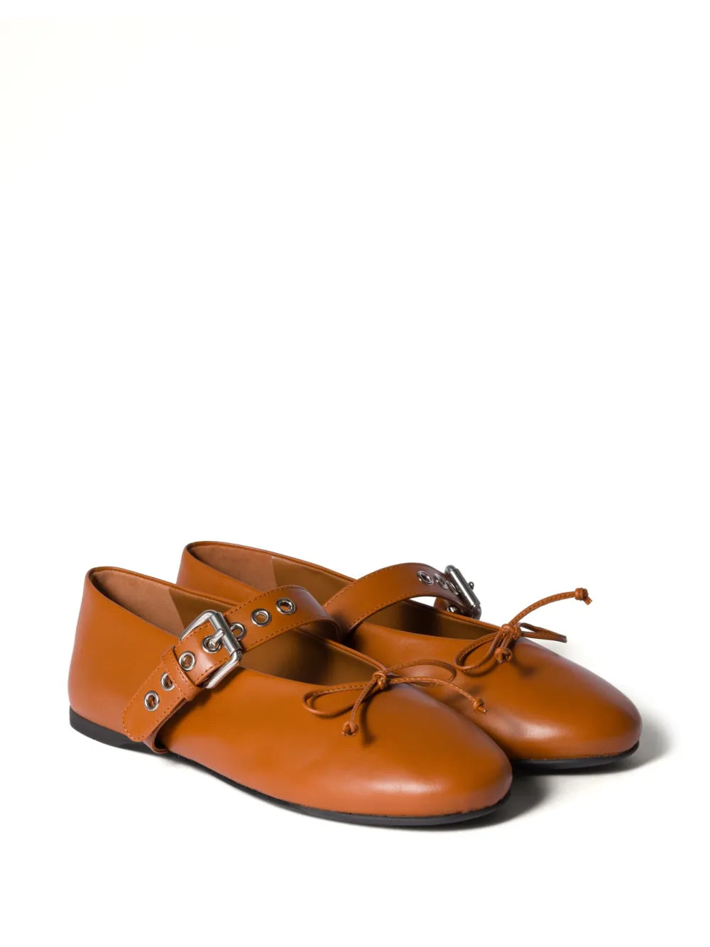 Miu Miu buckled leather ballerina shoes