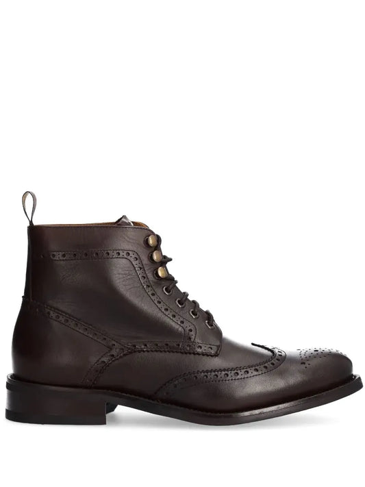 Hackett brogue-detail leather boots