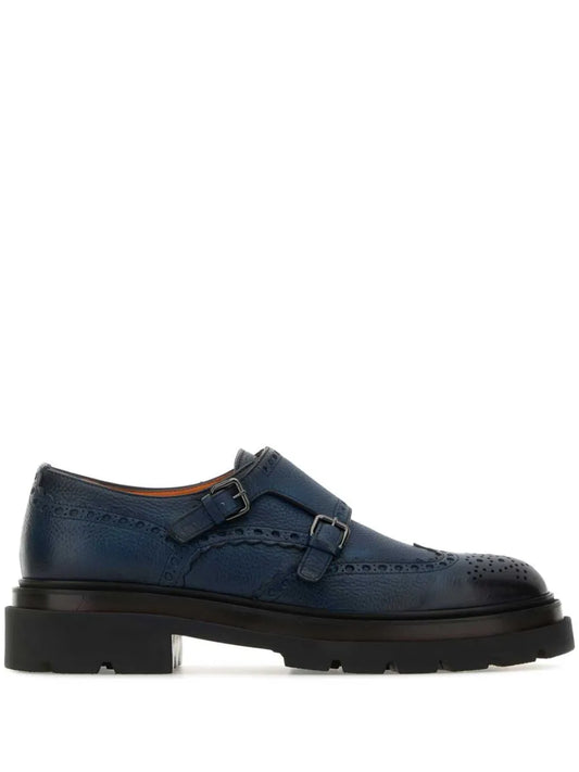 Santoni leather monk shoes 