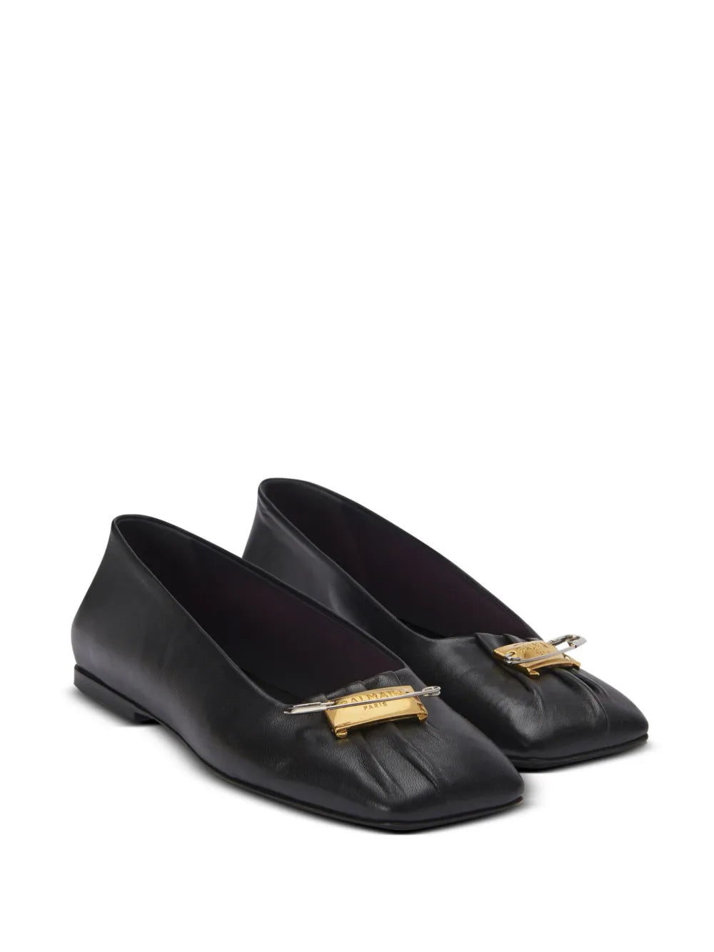 Balmain safety pin detail leather ballerinas