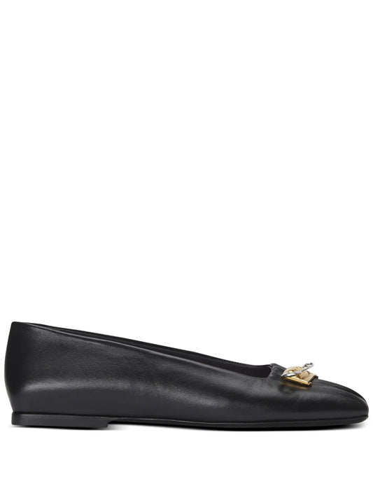 Balmain safety pin detail leather ballerinas
