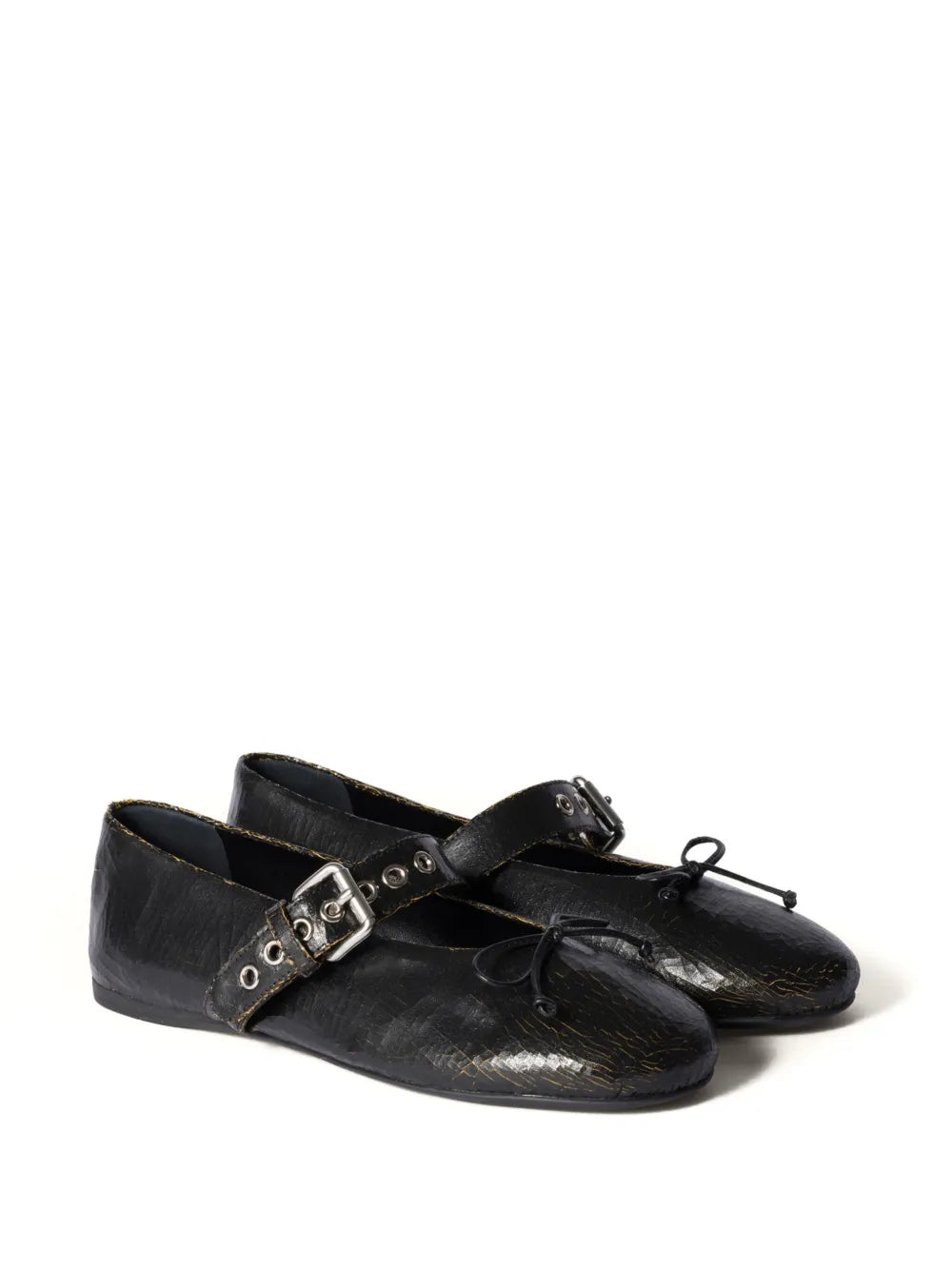 Miu Miu Crackle leather ballerinas