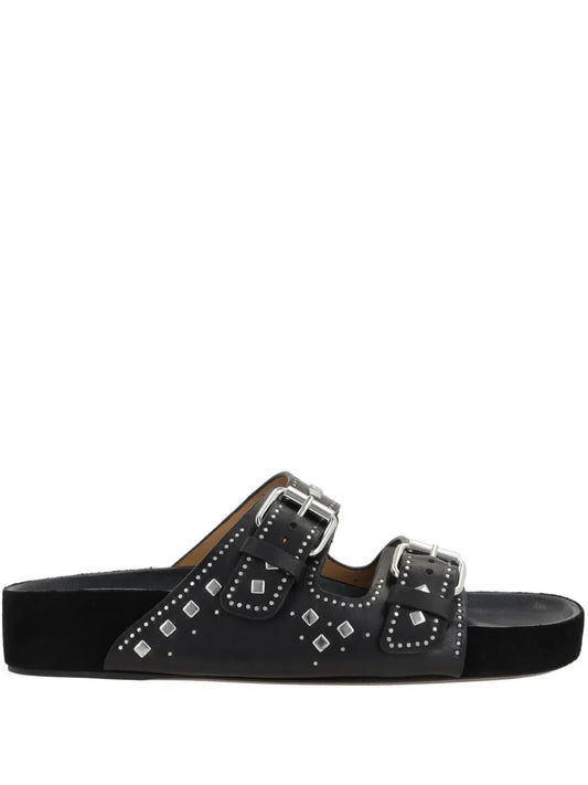 ISABEL MARANT Black leather Lennyo slippers