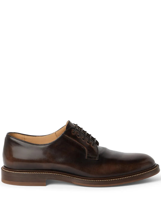 Brunello Cucinelli burnished-leather Derby shoes