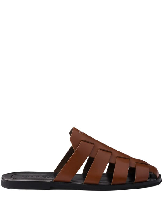 Prada leather fisherman mules