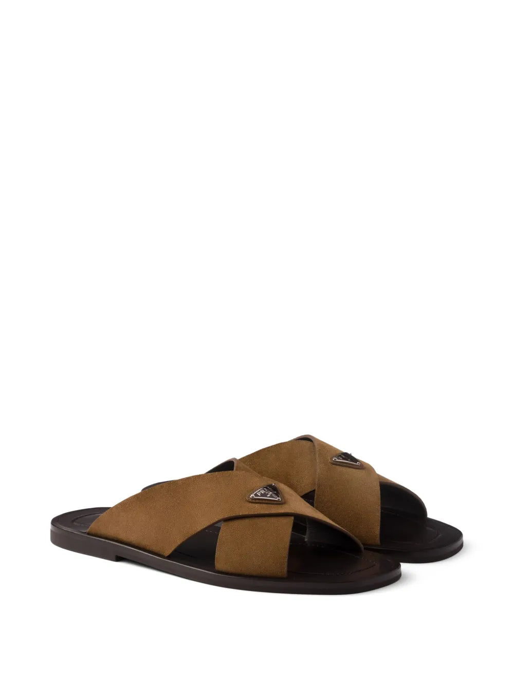 Prada suede crisscross slides