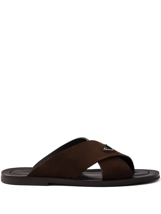 Prada Suede crisscross slides