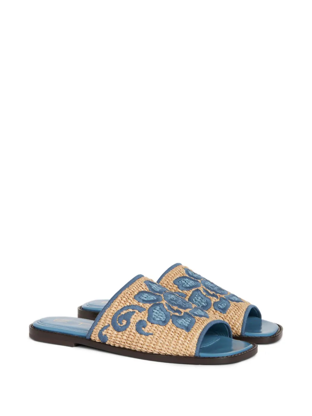 ETRO embroidered raffia slides