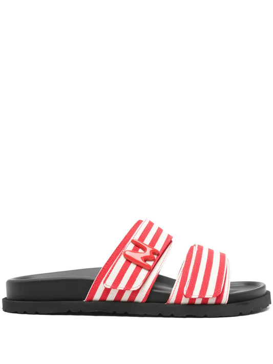 MSGM striped canvas slides