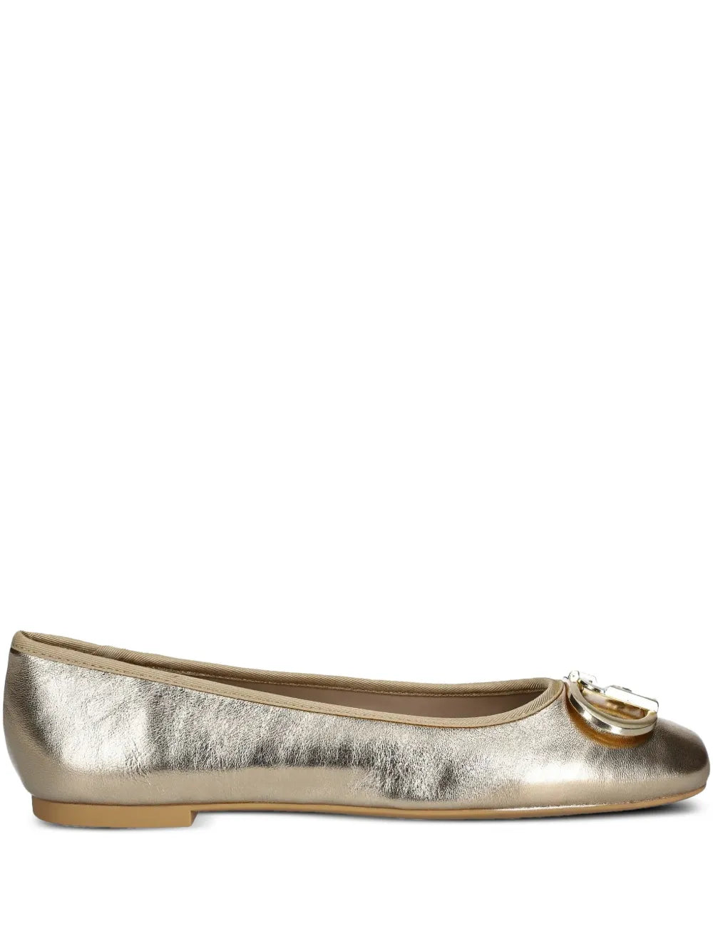 LIU JO metallic-effect leather ballerina shoes