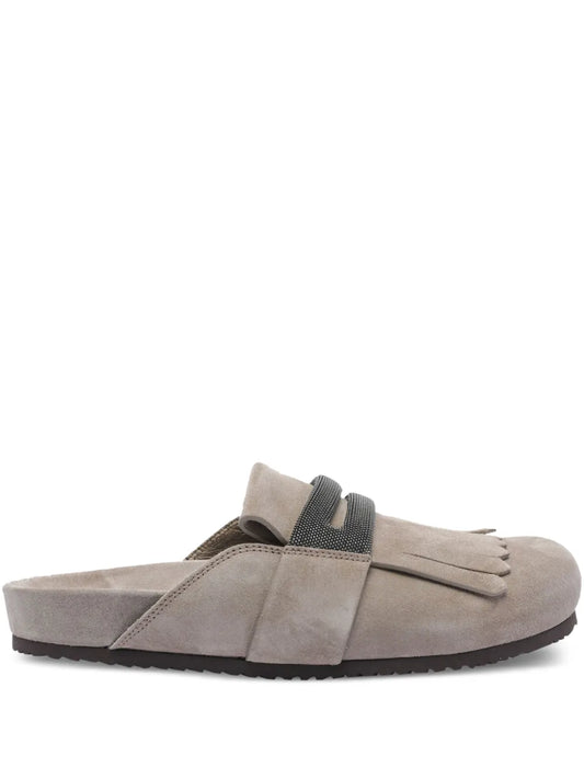 Brunello Cucinelli suede slides